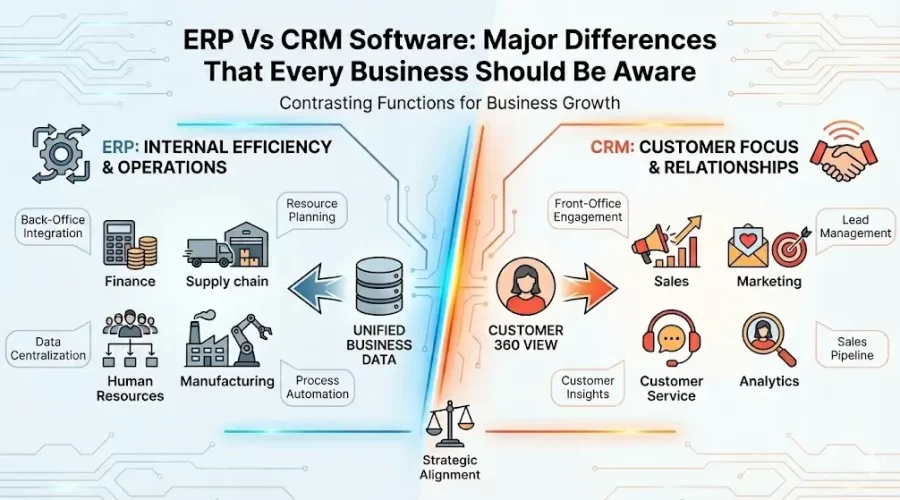 ERP Vs CRM Software: Major Differences That Every Business Should Be Aware ERP Vs CRM