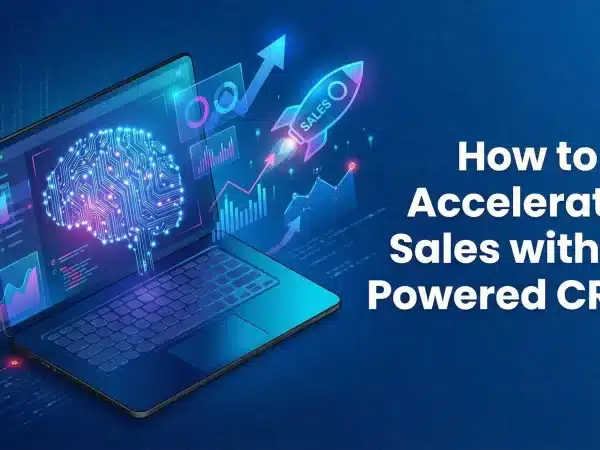 generate featured image for a blog How to Accelerate Sales with AI Powered CRMs.