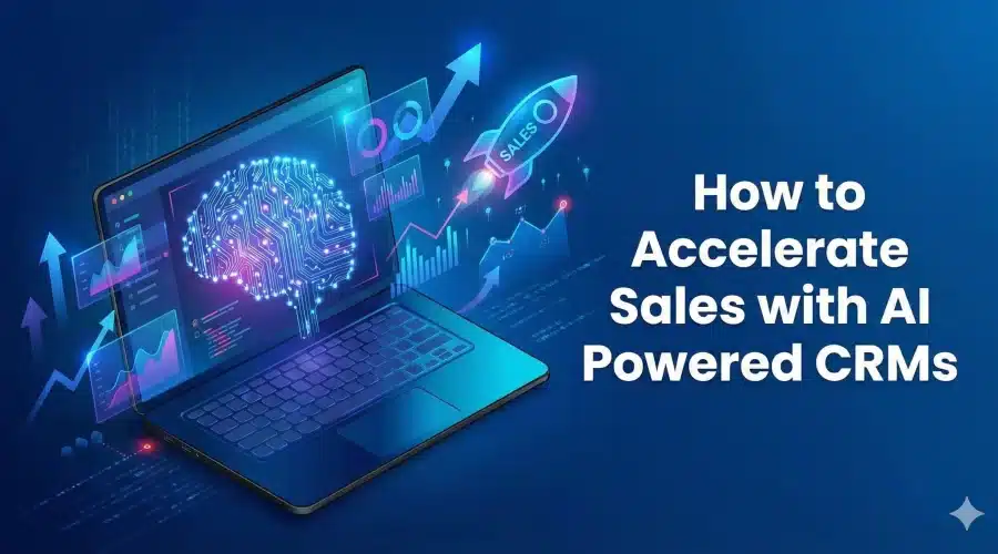generate featured image for a blog How to Accelerate Sales with AI Powered CRMs.